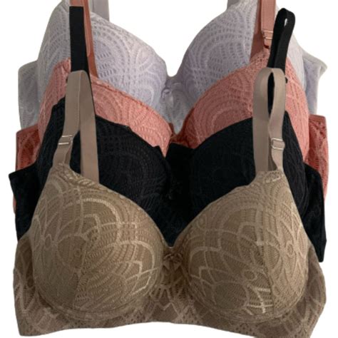 Sutiã De Sustentação Plus Size - Kit 4 Sutiã De Renda Plus Size Com Bojo Feminino Sustentação Conforto ...