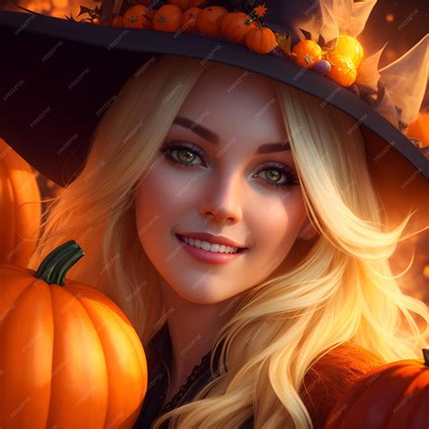 Premium AI Image | Portrait of a young Halloween witch Generative