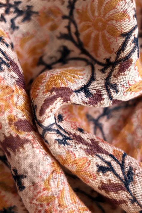 Natural Dye Block Print Linen Fabric