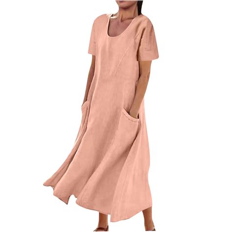 Fanxing Clearance Dresses Under 20 Dollars Cotton Linen Dresses for