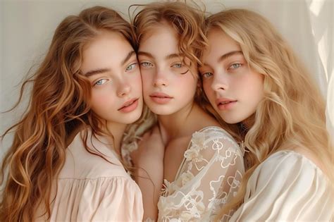 Premium Photo | Studio Setting with Three Young Beautiful Girls