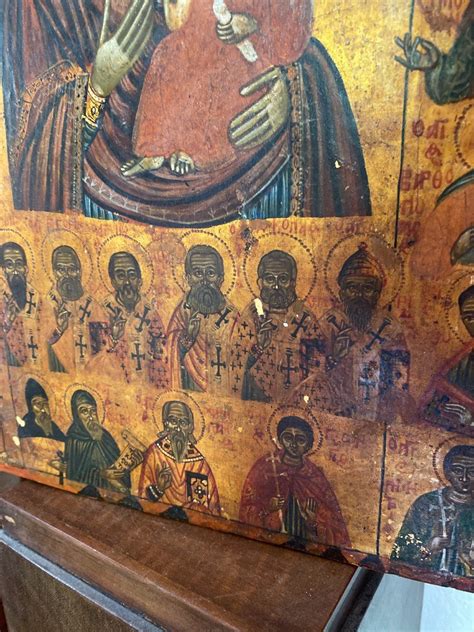 Proantic: Greek Orthodox Icon - Virgin Hodigitria Surrounded By Saints