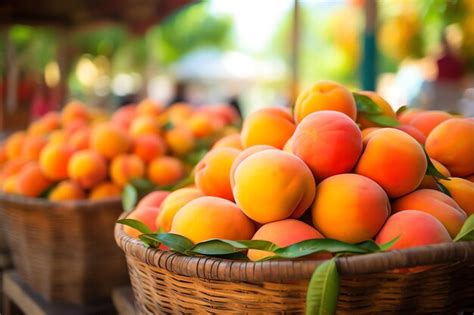 Premium AI Image | a basket of peaches