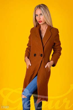 Терракотовое двубортное пальто прямого кроя (№ 13187) ♡ Gepur - women ...