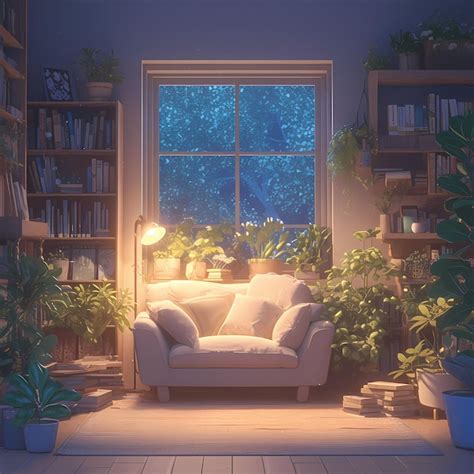 Premium Photo | Cozy Home Office Window Plants and Bookshelves