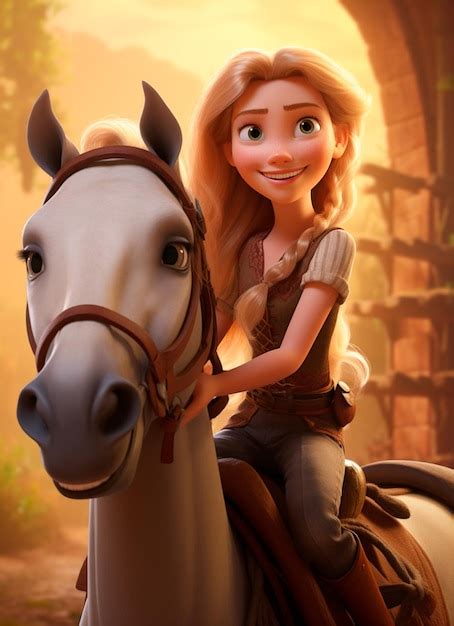 Premium AI Image | a beautiful princess riding on a cute horse