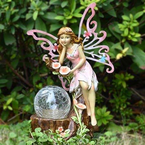 Amazon.com : Yiosax Garden Fairy Statue Outdoor Decor-Solar Flower