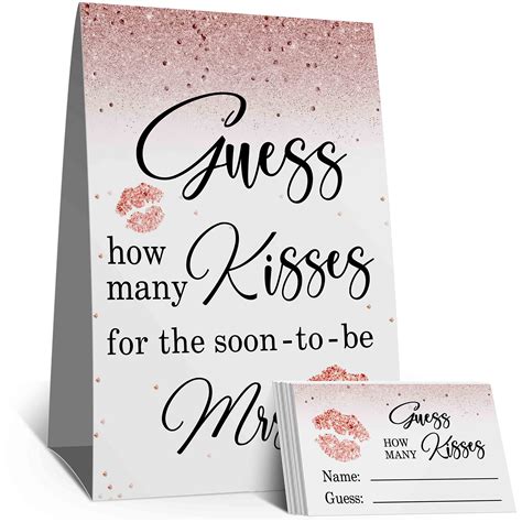 Amazon.com: How Many Kisses Bridal Showers Game Sign and Cards