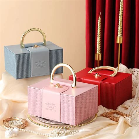Multifunction-Gift-Case-with-Metal-Handle-PU-Leather-Storage-Organizer ...