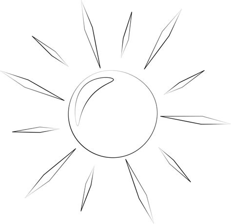 Single element Sun. Draw illustration black and white 7654399 Vector ...