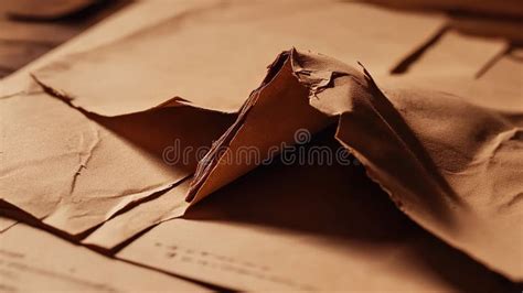 torn paper documents  wooden desk close  stock photo image