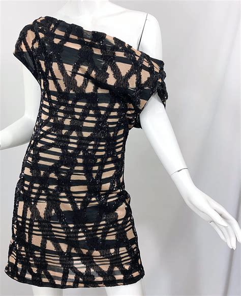 Missoni Early 2000s Black + Nude Sequined Size 40 / 4 - 6 Abstract Mini