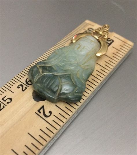 Antique Art Deco Carved Jade Buddha Pendant W/14K Sol… - Gem