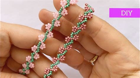 Браслет за 30 минут цветочки из бисера Подробный Мастер класс Beaded ...