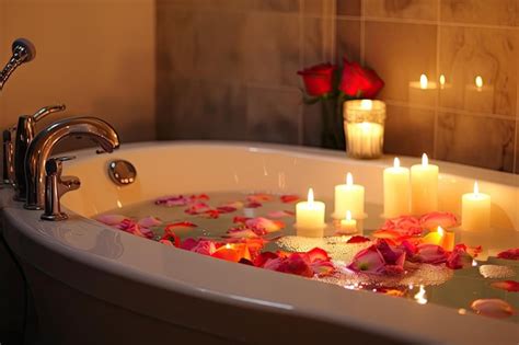 premium ai image relaxing bath  candles    cozy