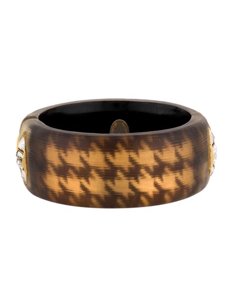 Alexis Bittar Crystal & Lucite Hinged Bangle Bracelet - Neutrals, Gold