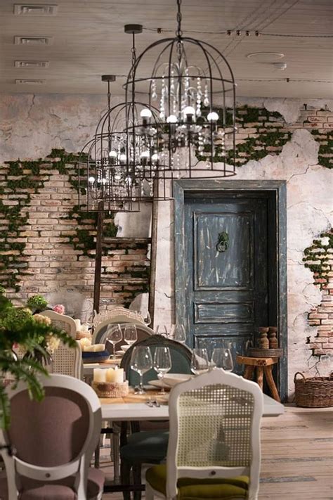 Industrial Style Cafe Dining Room with Chandelier