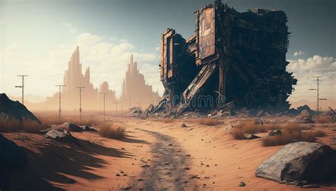 City in a Post-apocalyptic World. Generative AI Stock Illustration ...