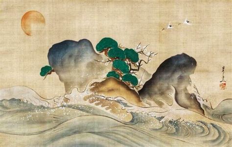 SUZUKI Kiitsu（鈴木其一 Japanese, 1796-1858. Crashing Waves at Matsushima ...