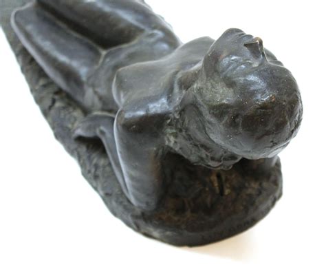 Lilly Rona Art Deco Reclining Nude Woman Sculpture in Bronze Patinated