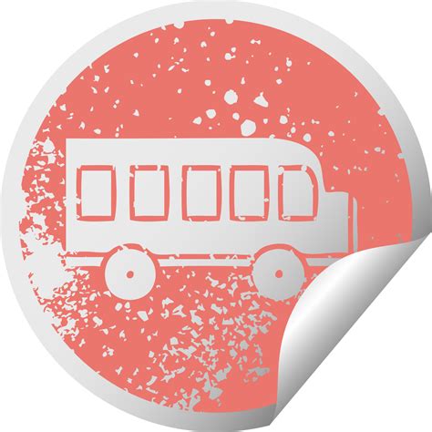 distressed circular peeling sticker symbol school bus 11625180 Vector ...