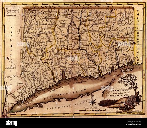 Map Of Connecticut 1795 Stock Photo - Alamy