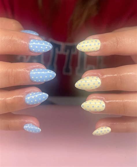 Blue and Yellow Polkadot Nails | Really easy nails, Basic nails, Girly