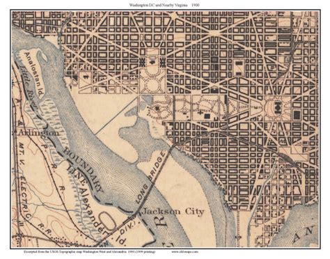 Washington DC Downtown 1900 - Custom USGS Old Topo Map - District of