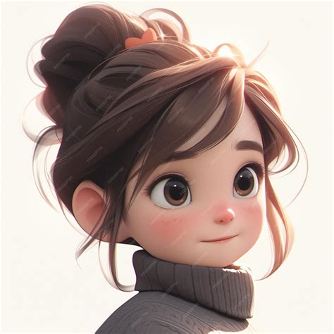 Premium Photo | There is a cartoon girl with a messy bun in her hair ...