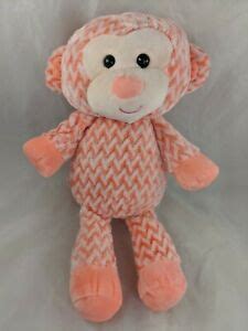 Kellytoy Orange Monkey Plush 14" Chevron Zigzag Stuffed Animal Toy ...