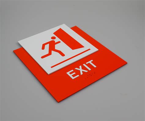 Exit sign in orange ADA modified acrylic with Grade II Braille. | Exit ...