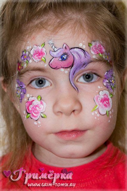 Аквагрим, грим, цветы, единорог, розы face painting, make-up, flowers ...