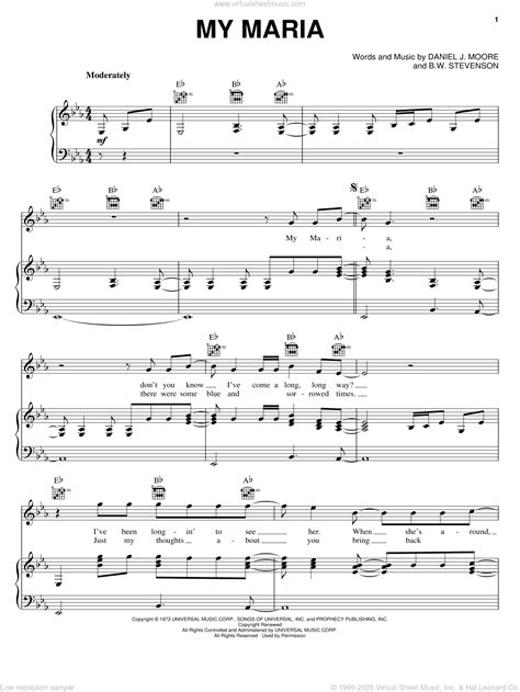 My Maria sheet music for voice, piano or guitar (PDF-interactive)