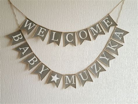 Welcome Baby Banner Burlap Baby Banner Custom Baby Banner