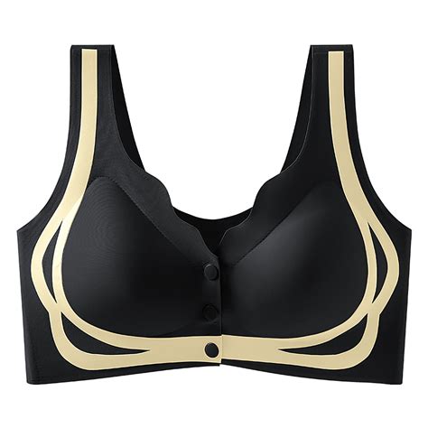 Black Bra Women's Front Button Fixed Cup Bra Anti Sagging Vest Sports