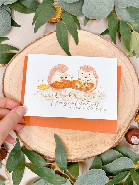 Botanical Hedgehog Wedding Card – Just Smile Designs
