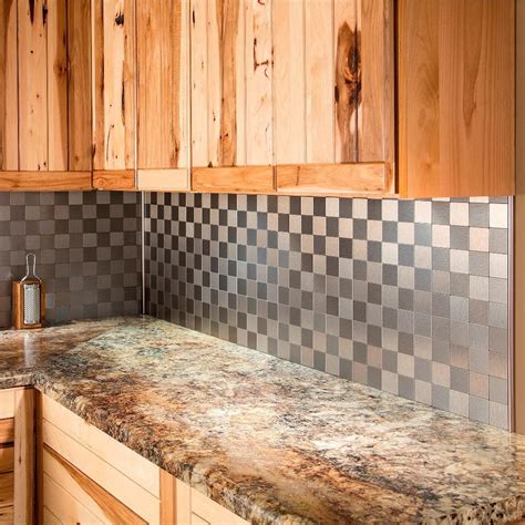 Aspect Square Matted 12 in. x 4 in. Brushed Stainless Metal Decorative ...