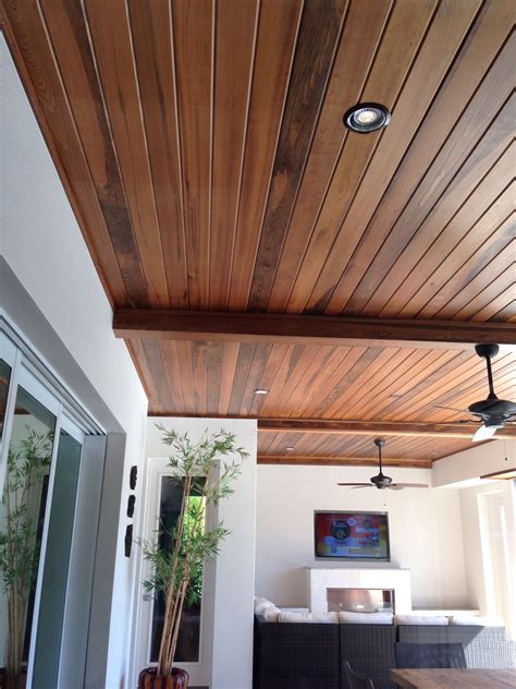 wood ceiling  cabin outdoor living room