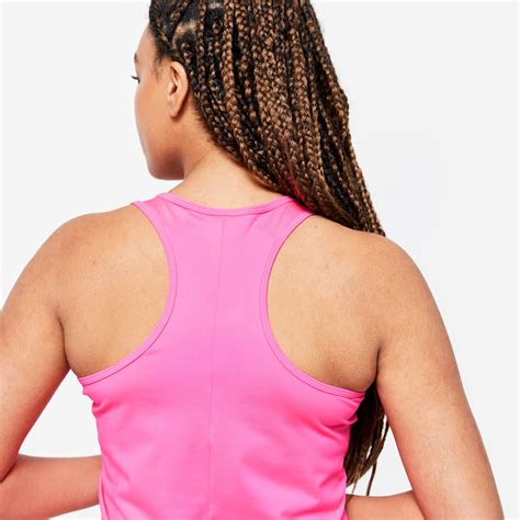 ДАМСКИ ПОТНИК ЗА КАРДИО ФИТНЕС MY TOP, РОЗОВ - DECATHLON
