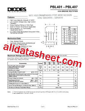 PBL403 Datasheet(PDF) - Diodes Incorporated