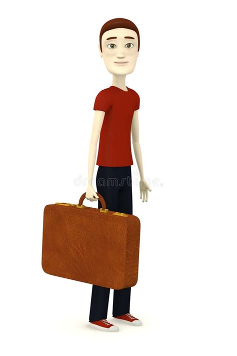 Cartoon boy with suitcase stock illustration. Illustration of business ...