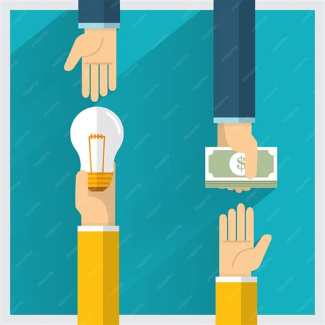 Idea de intercambio de dinero a mano y una forma de proporcionar