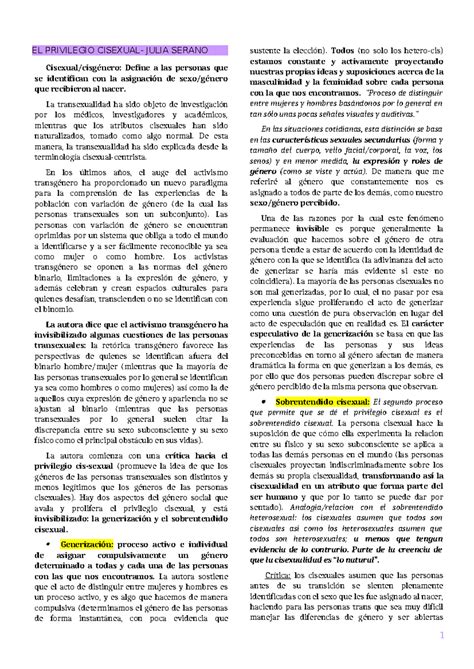 Medicina Social - EL PRIVILEGIO CISEXUAL- JULIA SERANO Cisexual