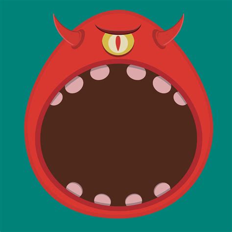 Big One Eye Monster Character Head and Open mouth , Vector and