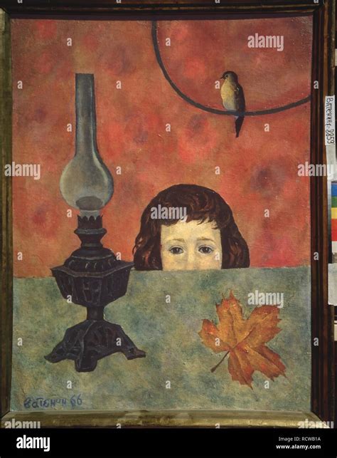 Girl, lamp and bird. Museum: State Russian Museum, St. Petersburg