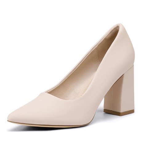 IDIFU IN3 Nude Closed Toe Heels for Women High Heels Women's Pumps