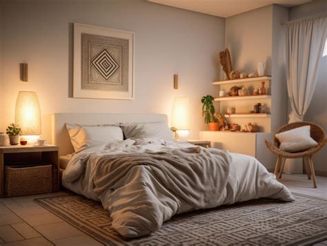 Premium AI Image | Interior design composition EarthToned Bedroom with ...