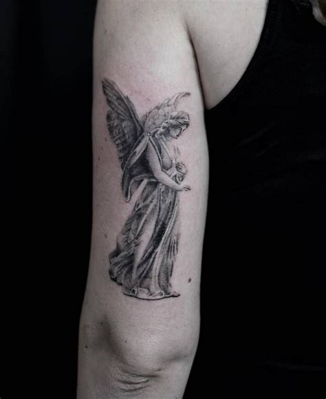 GUARDIAN ANGEL | Angel tattoo for women, Black ink tattoos, Guardian ...