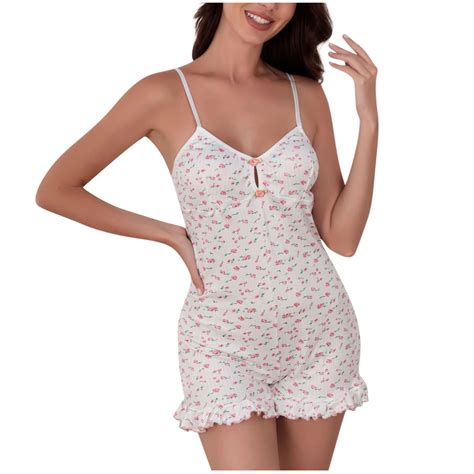 Fengactive Women's Floral Lingerie One Piece Pajamas Ruffle Hem