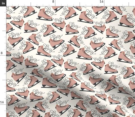 Winter_Ice Skates Pink Skates Fabric | Spoonflower